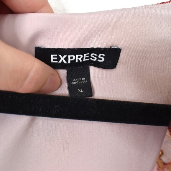 Express Floral Faux Wrap Blouse Sz XL Balloon Sleeve Whimsigoth Cottagecore - Picture 10 of 16